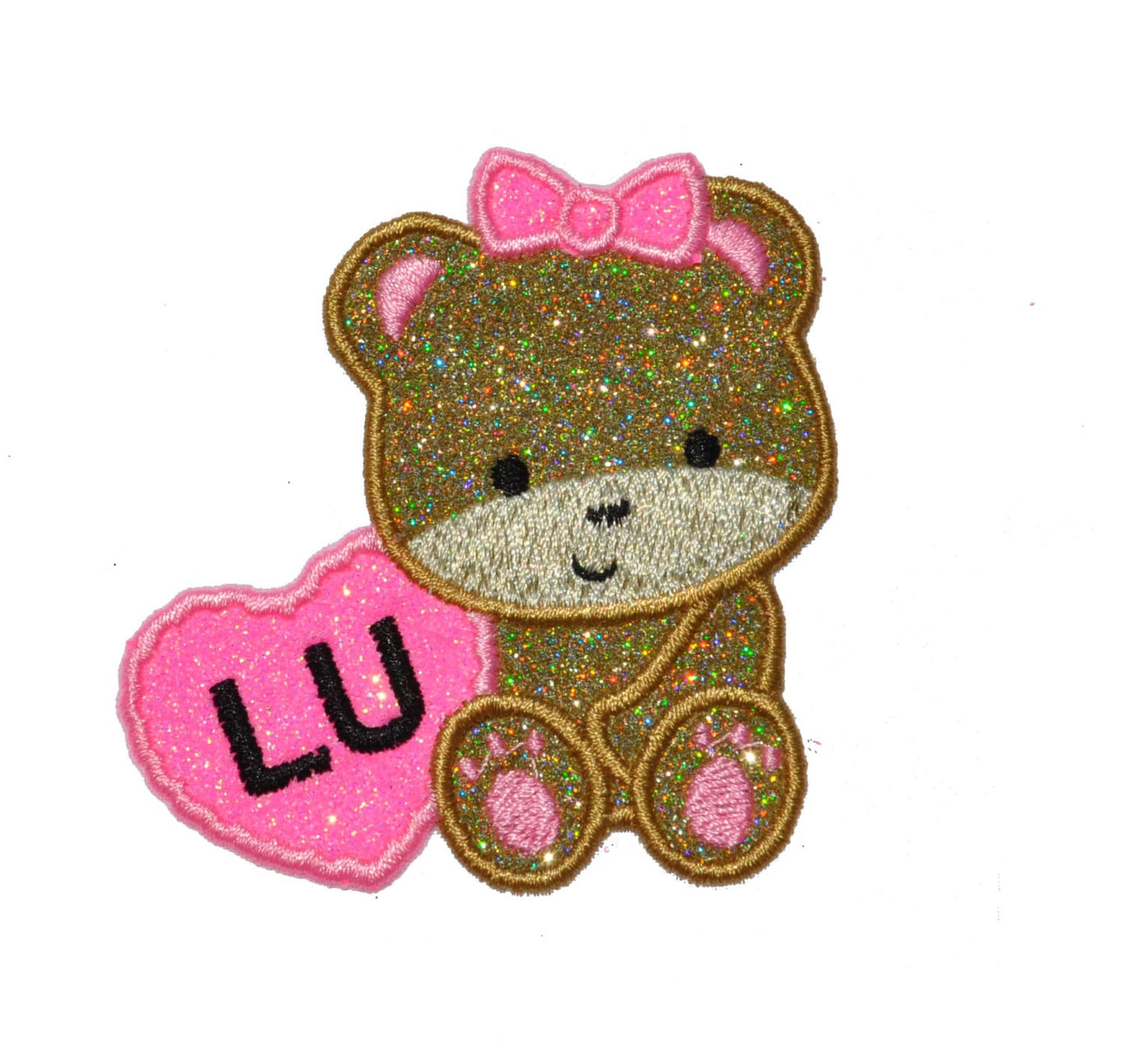 Polar Bear Baby or Valentines Love You Bear Cute Sparkle Glitter Patch - Iron or Sew on Vinyl - NO GLITTER MESS ! GL78
