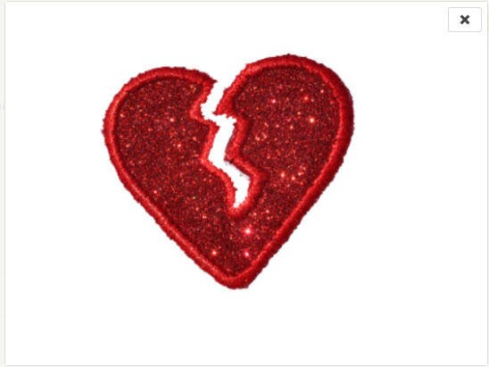 Broken Heart Hugs and Kisses Red or Pink Flourescent Vinyl Glitter Sparkle Iron or Sew on Patch NO GLITTER MESS GL45