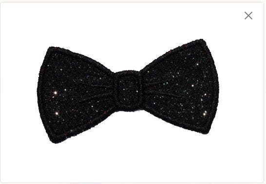 Bow Tie in Red, Black or White Sparkle Glitter Patch - Iron or Sew on Vinyl - NO GLITTER MESS ! GL114