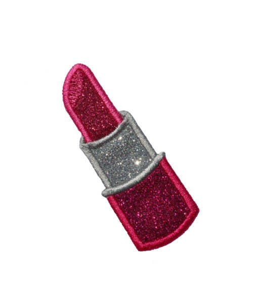 LIpstick Sparkle Glitter Patch - Iron or Sew on Vinyl - NO GLITTER MESS ! GL165
