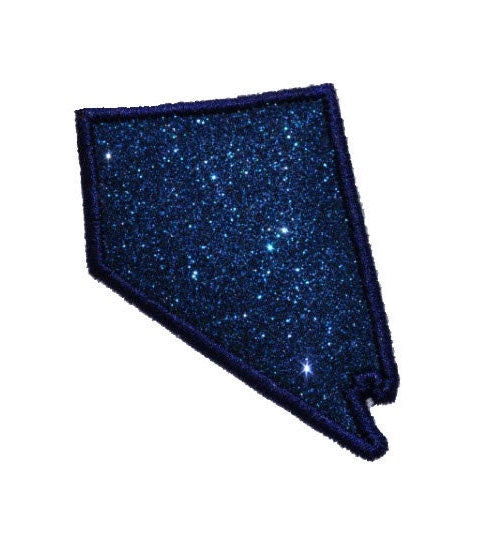 State of Nevada 2.5 inch navy blue Sparkle Glitter Patch - Iron or Sew on Vinyl - NO GLITTER MESS !