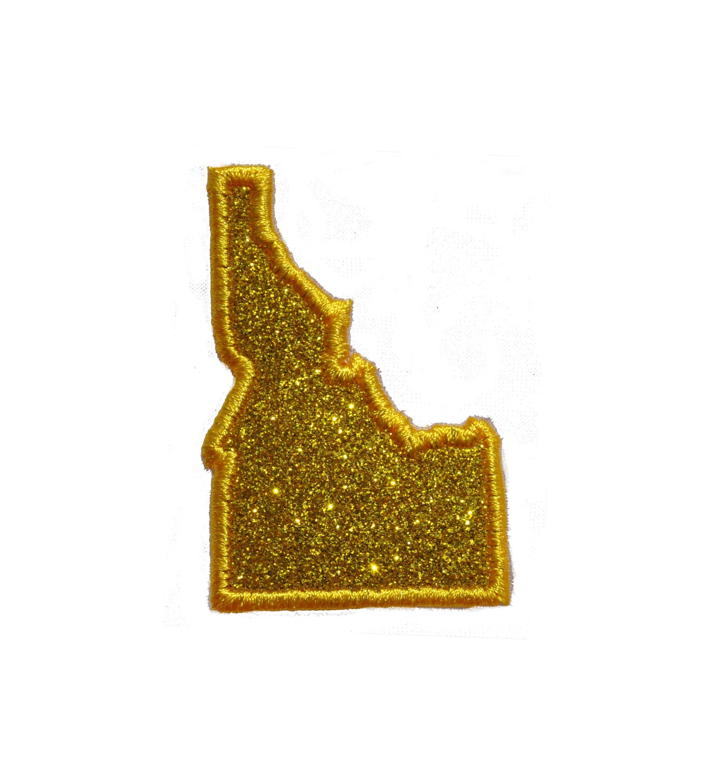 State of Idaho 4 inch yellow gold Sparkle Glitter Patch - Iron on or Sew on Vinyl - NO GLITTER MESS !