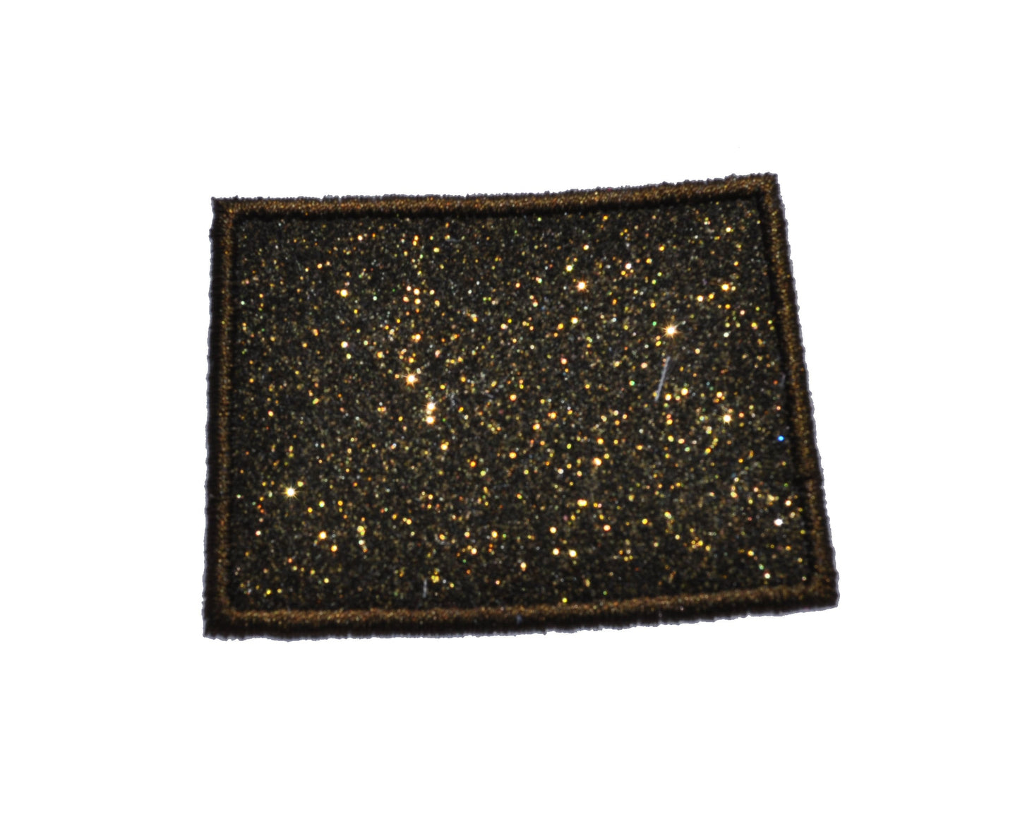 State of Wyoming 4 inch black gold Sparkle Glitter Patch - Iron or Sew on Vinyl - NO GLITTER MESS !