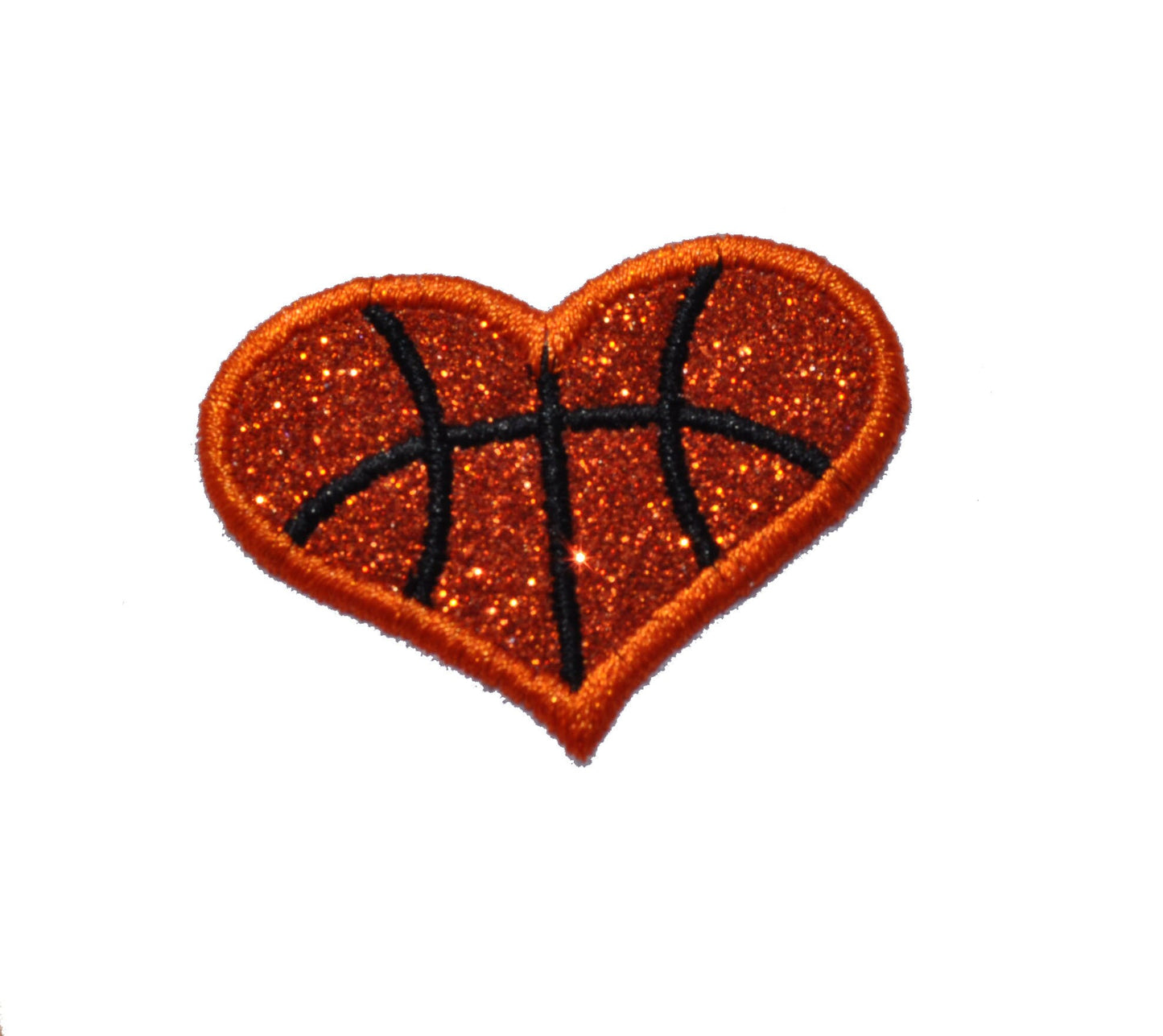 Basketball Heart 2 or 3 inch iron on patch Sparkle Glitter Vinyl Patch! GL191