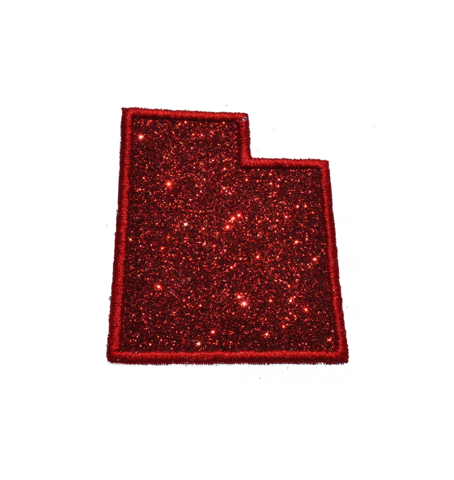 State of Utah 2.5 inch red Sparkle Glitter Patch - Iron or Sew on Vinyl - NO GLITTER MESS !