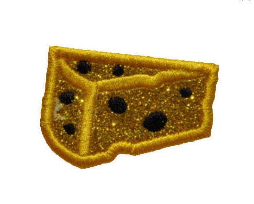 Cheese Cheddar Yellow Gold Sparkle Glitter Patch - Iron or Sew on Vinyl - NO GLITTER MESS ! GL123-4H