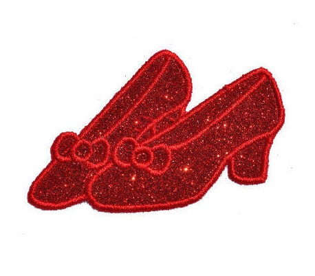 Red Ruby Slippers shoes Sparkle Glitter Patch inch size Iron