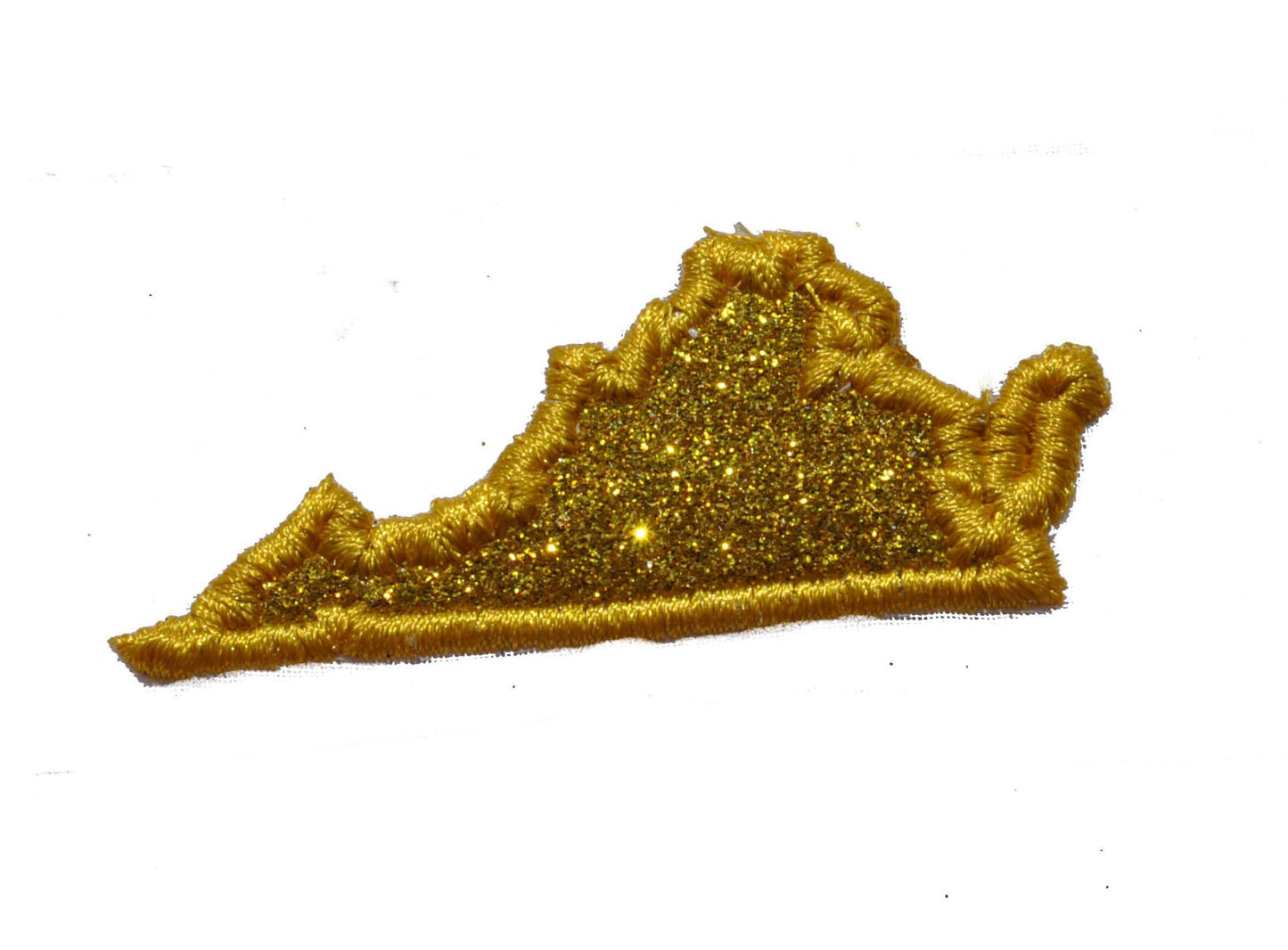 State of Virginia 4 inch yellow gold Sparkle Glitter Patch - Iron or Sew on Vinyl - NO GLITTER MESS !