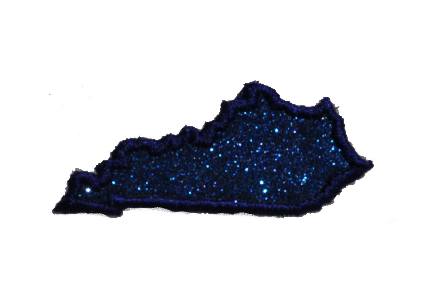 State of Kentucky 2.5 inch navy blue Sparkle Glitter Patch - Iron or Sew on Vinyl - NO GLITTER MESS !