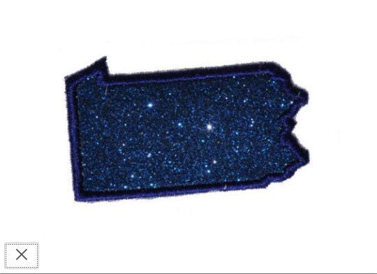 State of Pennsylvania 2.5 inch navy blue Sparkle Glitter Patch - Iron or Sew on Vinyl - NO GLITTER MESS !