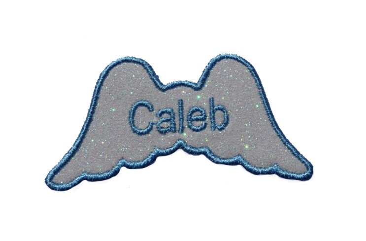 Angel Wings, Its a Boy, Its a Girl, Personalized Sparkle Glitter Patch - Iron or Sew on Vinyl - NO GLITTER MESS ! GL231