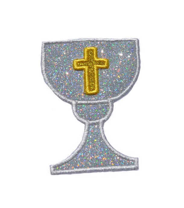 Chalice Communion Faith in God glitter sparkle iron on Cross Patch! GL232