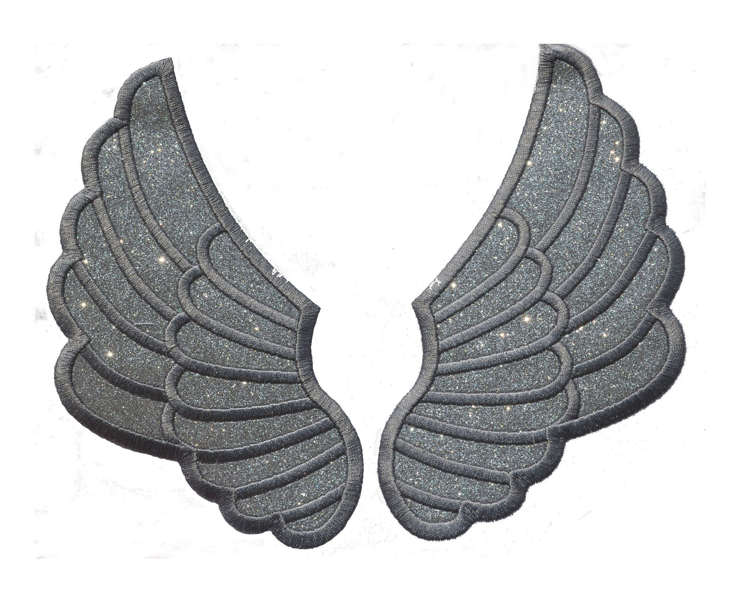 Biker Jacket Glitter Wings 5 inch Iron or Sew on Vinyl - NO GLITTER MESS ! GL244