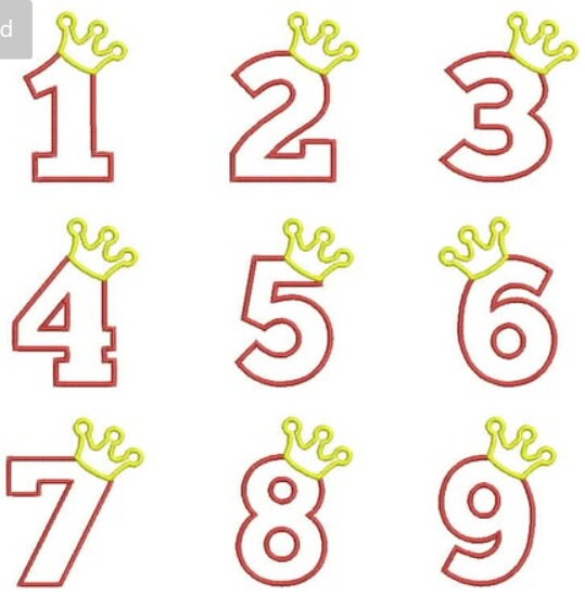 Number with Crown Sparkle Glitter Patch - Iron or Sew on Vinyl - NO GLITTER MESS ! GL245