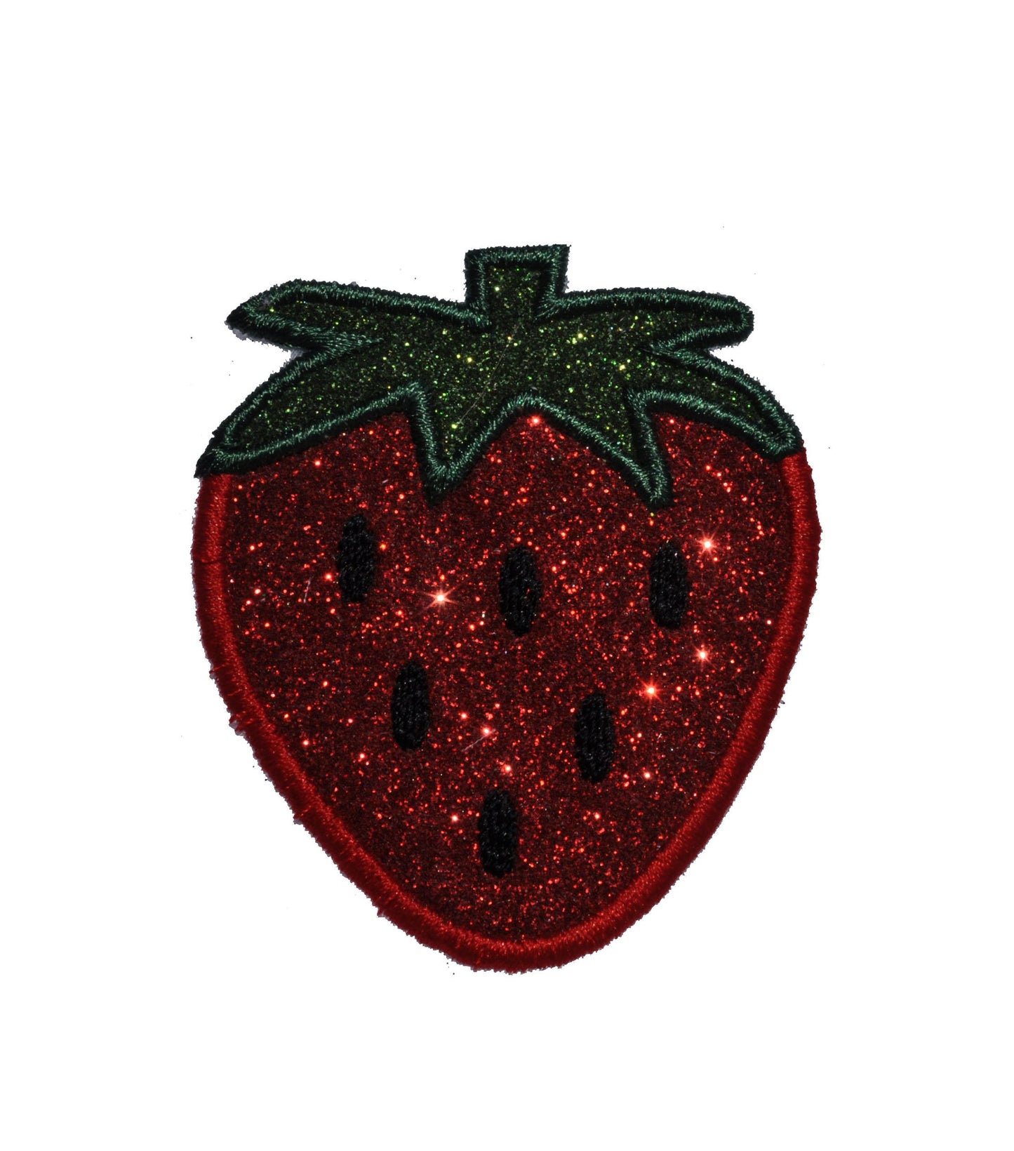 Strawberry Fruit 2.5 or 3.5 inch glitter sparkle iron on Patch! GL277