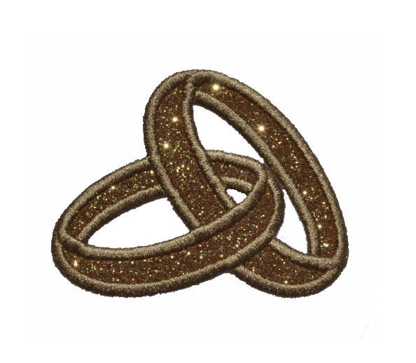 Wedding Engagement Rings Bands Sparkle Glitter Patch - Iron or Sew on Vinyl - NO GLITTER MESS ! GL294