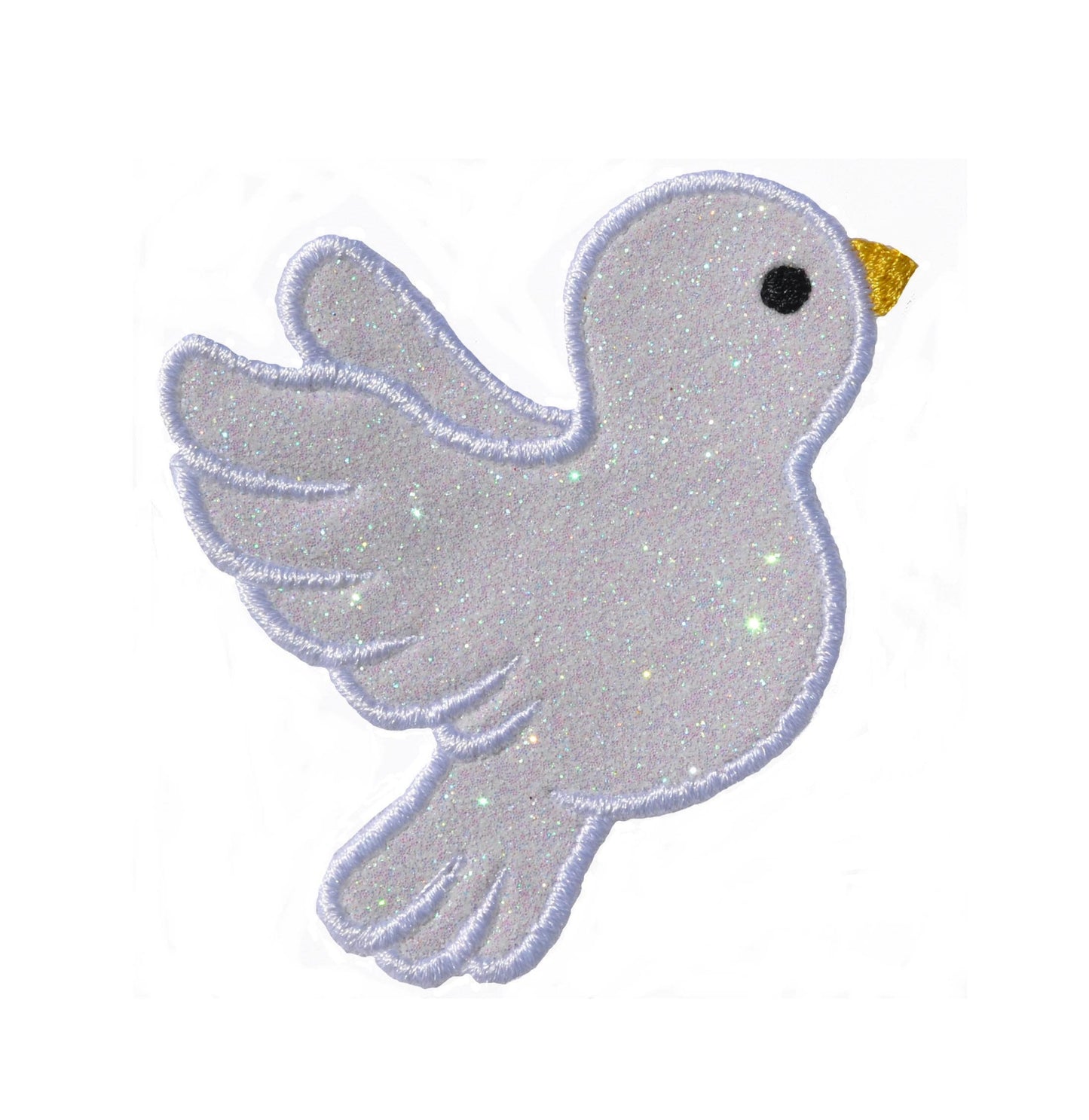 Dove Taube 2" or 4" Sparkle Glitter Patch - Iron or Sew on Vinyl Fabric - NO GLITTER MESS ! GL346