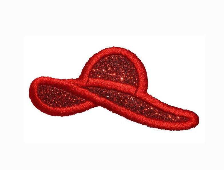 Red or pink Hat Sparkle Glitter Patch - Iron or Sew on Vinyl - NO GLITTER MESS ! GL359