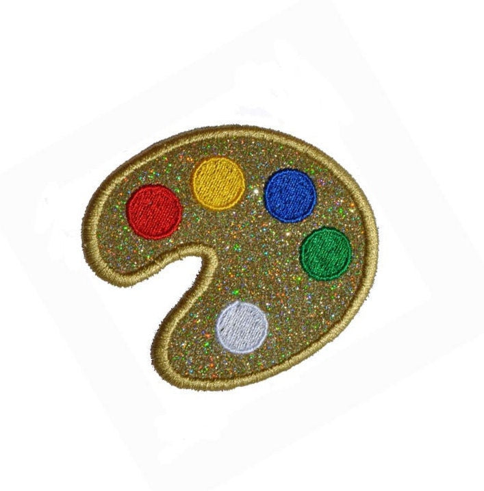 Artist Palette Patch - Iron or Sew on Vinyl - NO GLITTER MESS ! GL360