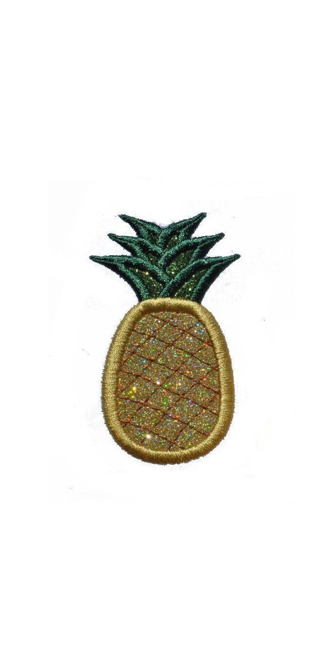 Pineapple Sparkle Glitter Patch - Iron or Sew on Vinyl - NO GLITTER MESS ! GL180