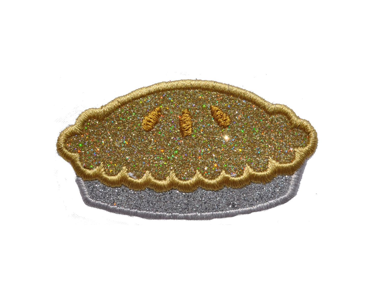 Apple PIe Sparkle Glitter Patch - Iron or Sew on Vinyl - NO GLITTER MESS ! GL146