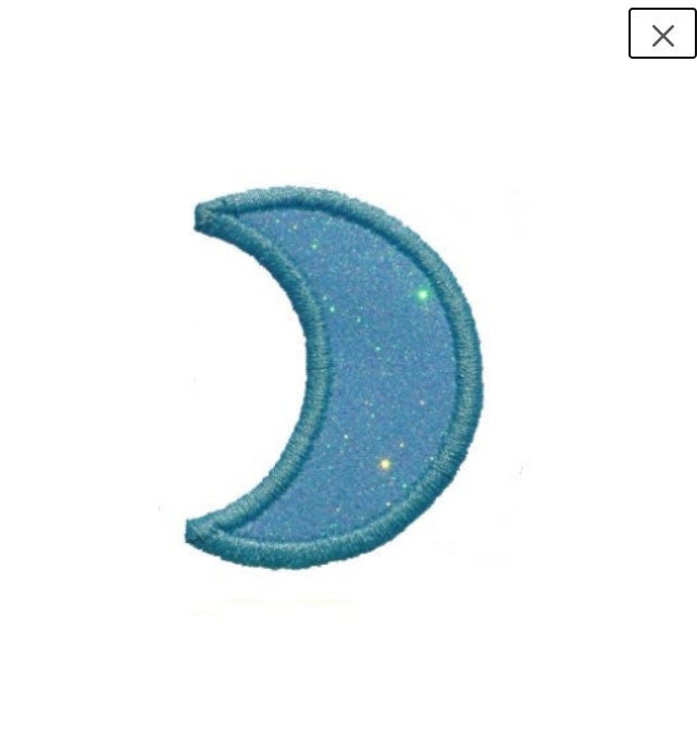 Miniature glitter sparkle iron on Moon Patch! GL22