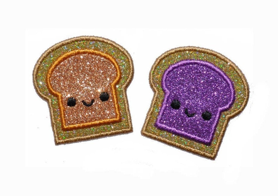 pb&j Peanut Butter and Jelly Sparkle Glitter Patch - Iron or Sew on Vinyl - NO GLITTER MESS ! GL385