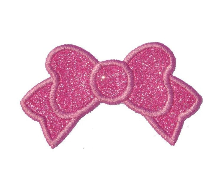 Bow 3 or 4 inch Sparkle Glitter Patch - Iron or Sew on Vinyl - NO GLITTER MESS ! GL375