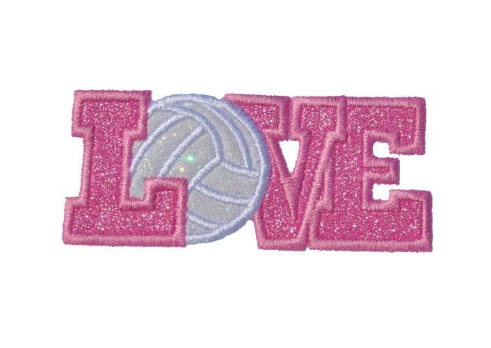 Love Volleyball 4 inch glitter sparkle iron on Patch! GL377