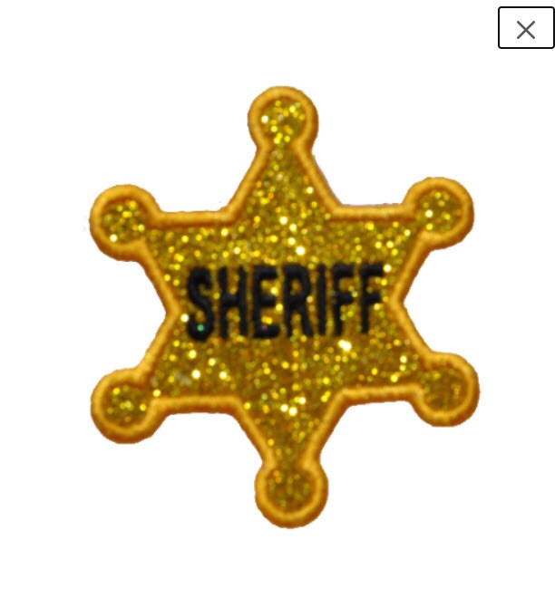 Sheriff Badge Sparkle Glitter Patch - Iron or Sew on Vinyl - NO GLITTER MESS ! GL378