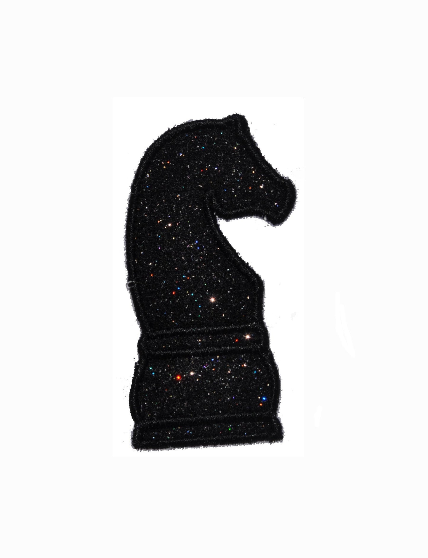 Knight Horse Chess Piece Patch - Iron or Sew on Vinyl Fabric- NO GLITTER MESS ! GL387