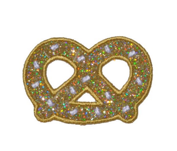 Pretzel 3 inch Sparkle Glitter Patch - Iron or Sew on Vinyl - NO GLITTER MESS ! GL356