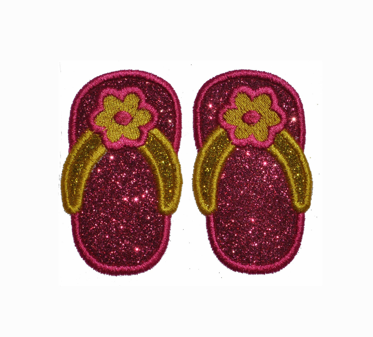 Sandals Flip Flops 3 inches tall x 3.5 inches wide Tongs Sparkle Glitter Vinyl Iron On Patch! GL55