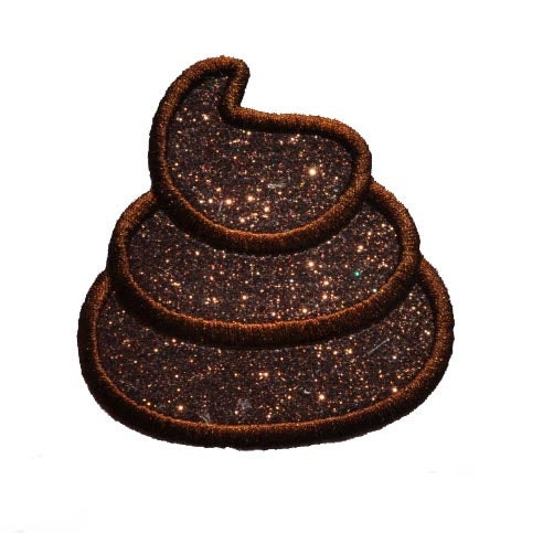 Poop Miniature 1.5 inch Patch Sparkle Glitter Patch - Iron or Sew on Vinyl - NO GLITTER MESS ! GL403