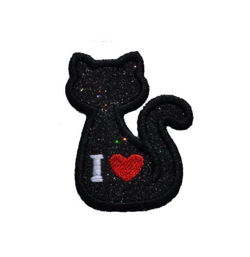 I Love Cat Kitty Kitten Sparkle Vinyl Iron On Patch! GL414