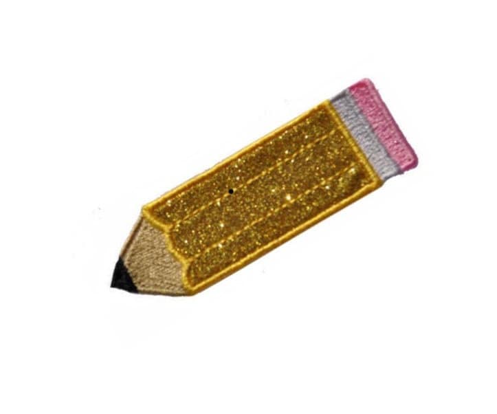 Pencil 3.5 inch Teacher Gift NO MESS Glitter Sparkle Patch - Iron or Sew on Vinyl - GL417