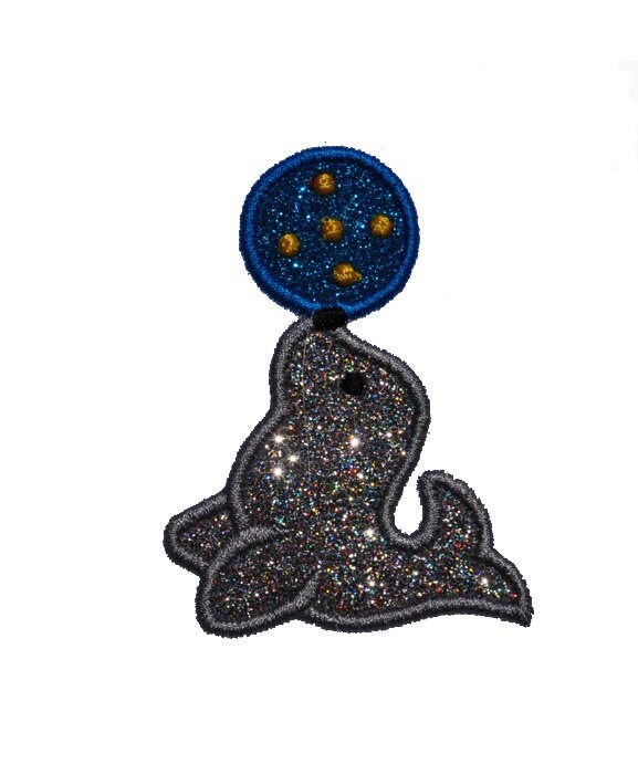 Seal 3 inch Zoo Circus Sparkle Glitter Patch - Iron or Sew on Vinyl - NO GLITTER MESS ! GL431