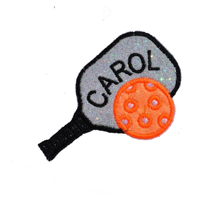 Pickleball Nametag 4, 5 or 6 inch Name Tag Patch Sparkle Glitter Vinyl NO MESS GL441