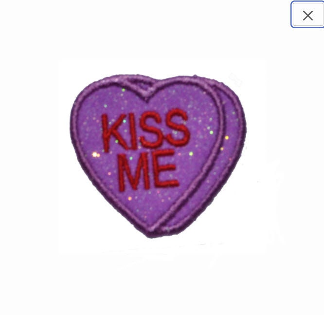 Conversation Hearts 1 inch Cutie LOL BFF Kiss Me etc,Miniature glitter sparkle iron on Patch! GL83