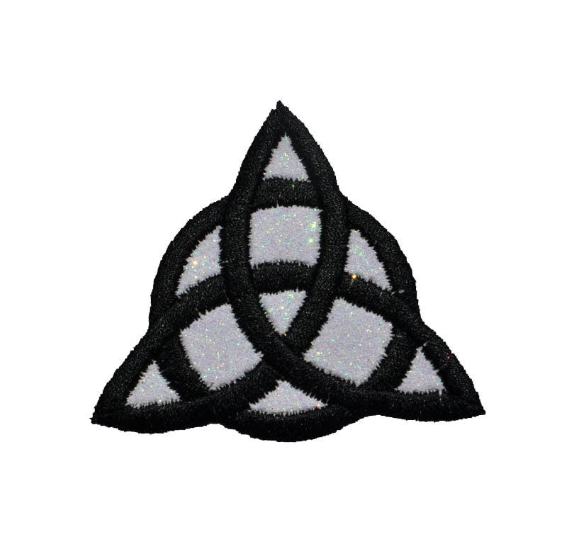 Triquetra Celtic Trinity, Power of Three Viking Norse Triple Knot Symbol Patch - Iron or Sew on Glitter Vinyl - NO GLITTER MESS ! GL365