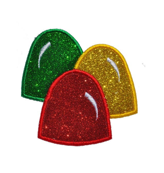 Gumdrops Gumdrop Christmas 3 inch or 4 inch Sparkle Glitter Embroidery Patch - Iron or Sew on Vinyl - NO GLITTER MESS ! GL64