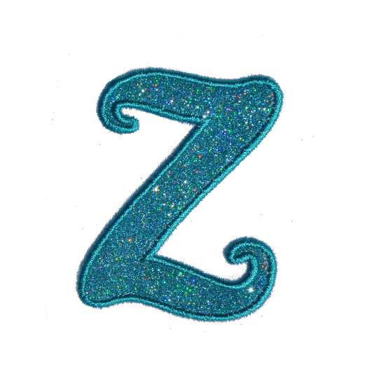 Fun Dance Kids Zoey Font Glitter Sparkle Letter Patch -  Iron on or Sew on Vinyl - NO GLITTER MESS ! GL254