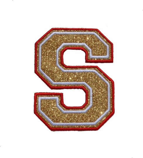 Custom Glitter Varsity Letter Patch – Iron On Applique for Jackets, Bags GL26