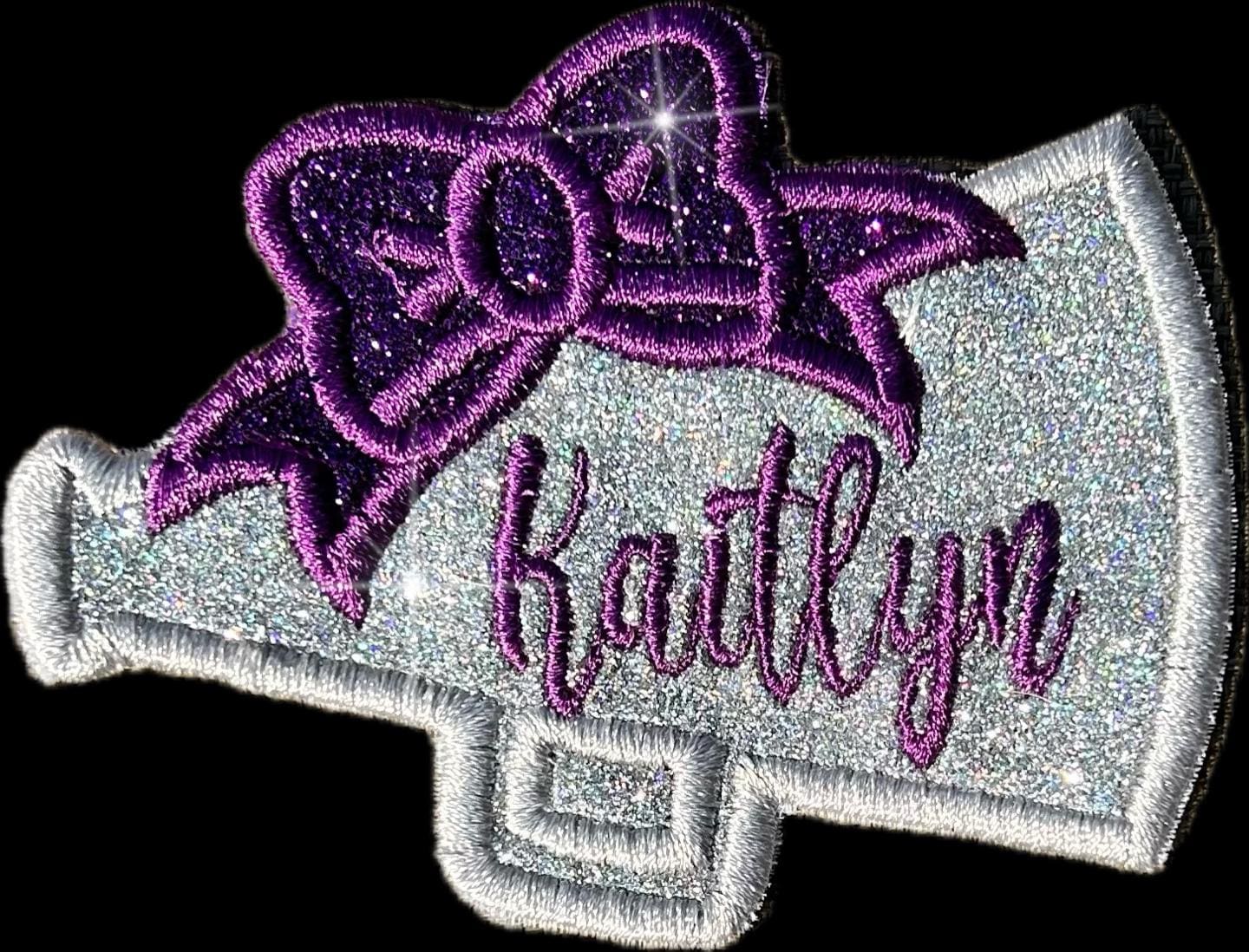 Cheer Megaphone Glitter Patch with Bow HC16