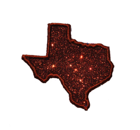 Texas Glitter Patch Iron on Trucker Hat Applique State Badge Custom Embroidery Design