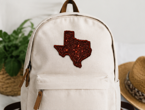Texas Glitter Patch Iron on Trucker Hat Applique State Badge Custom Embroidery Design