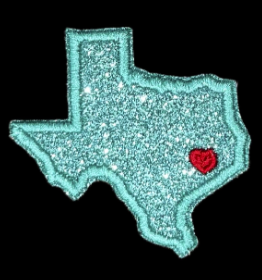 Texas Glitter Patch Iron on Trucker Hat Applique State Badge Custom Embroidery Design