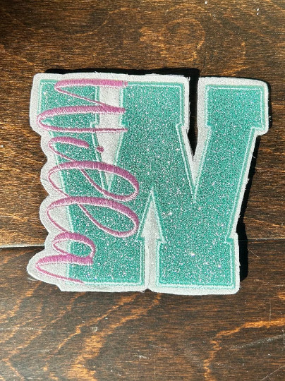 Varsity Letter Glitter Patch Glitter Letter Personalized iron on Patch Letterman custom embroidered name patch Glitter Patch HC14