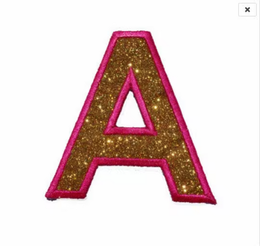 Arial Ariel Glitter Sparkle Letter Embroidery Patch -  Iron or Sew on Vinyl - NO GLITTER MESS ! GL58
