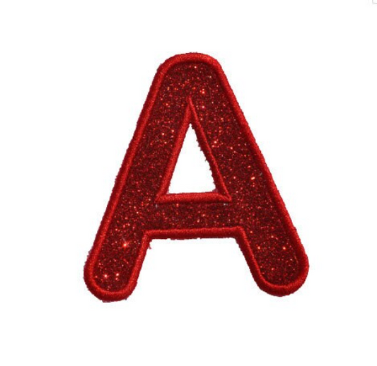 Arial ariel Rounded Glitter Sparkle Letter Patch -  Iron or Sew on Vinyl - NO GLITTER MESS ! GL20
